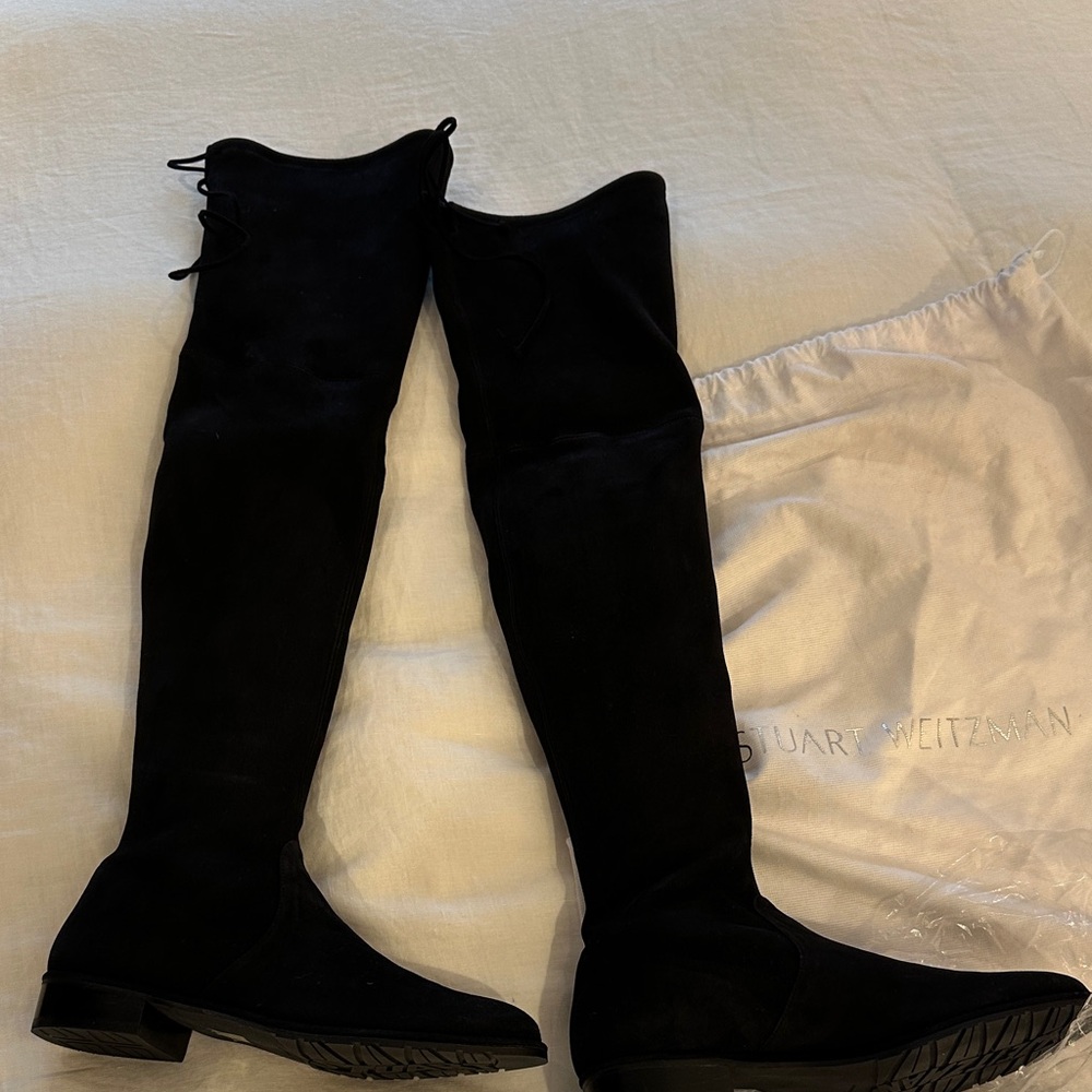 Stuart Weitzman Black Suede Over-the-Knee Boots